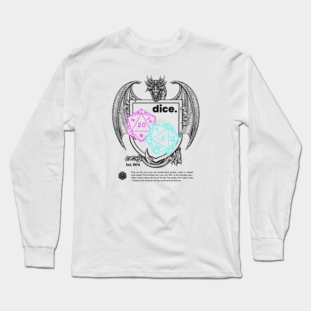 Board Game Dragon Dice Lover Black Long Sleeve T-Shirt by Pink Syrup Workshop